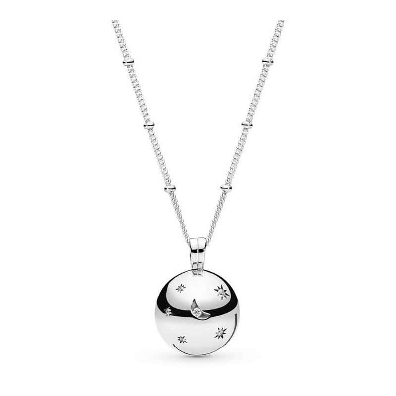 Pandora Moon And Stars Necklace - Sterling Silver/Cubic Zirconia - Canada | RW6487AE